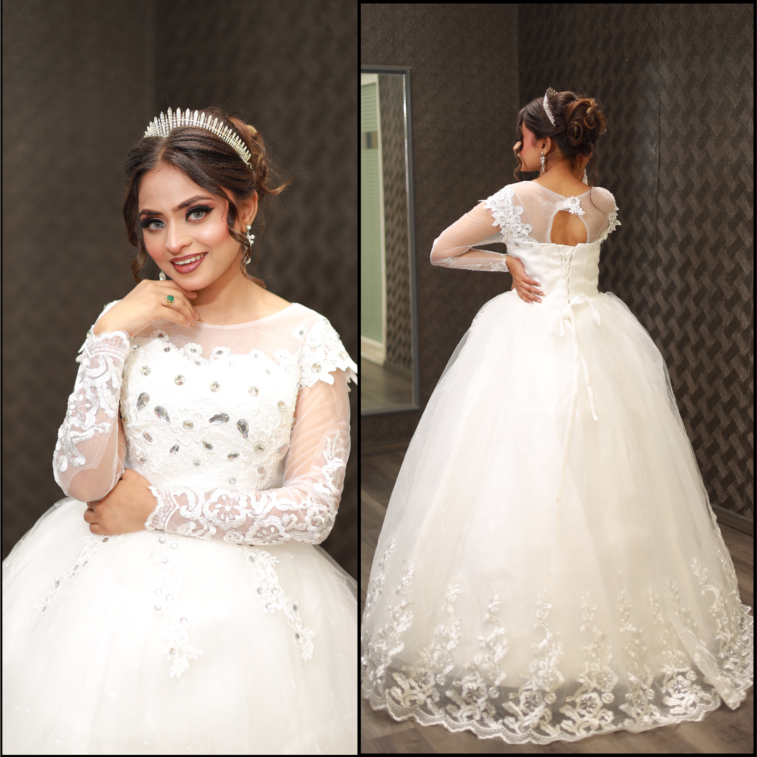 Back view of model in Full Bridal Combo Set — GownLink GOWNLINKS