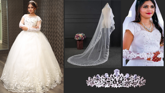 Full set of Full Bridal Combo Set laid out flat — GownLink GOWNLINKS