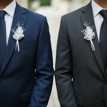 Set of Groom Boutonniere Set laid flat — GownLink CF46