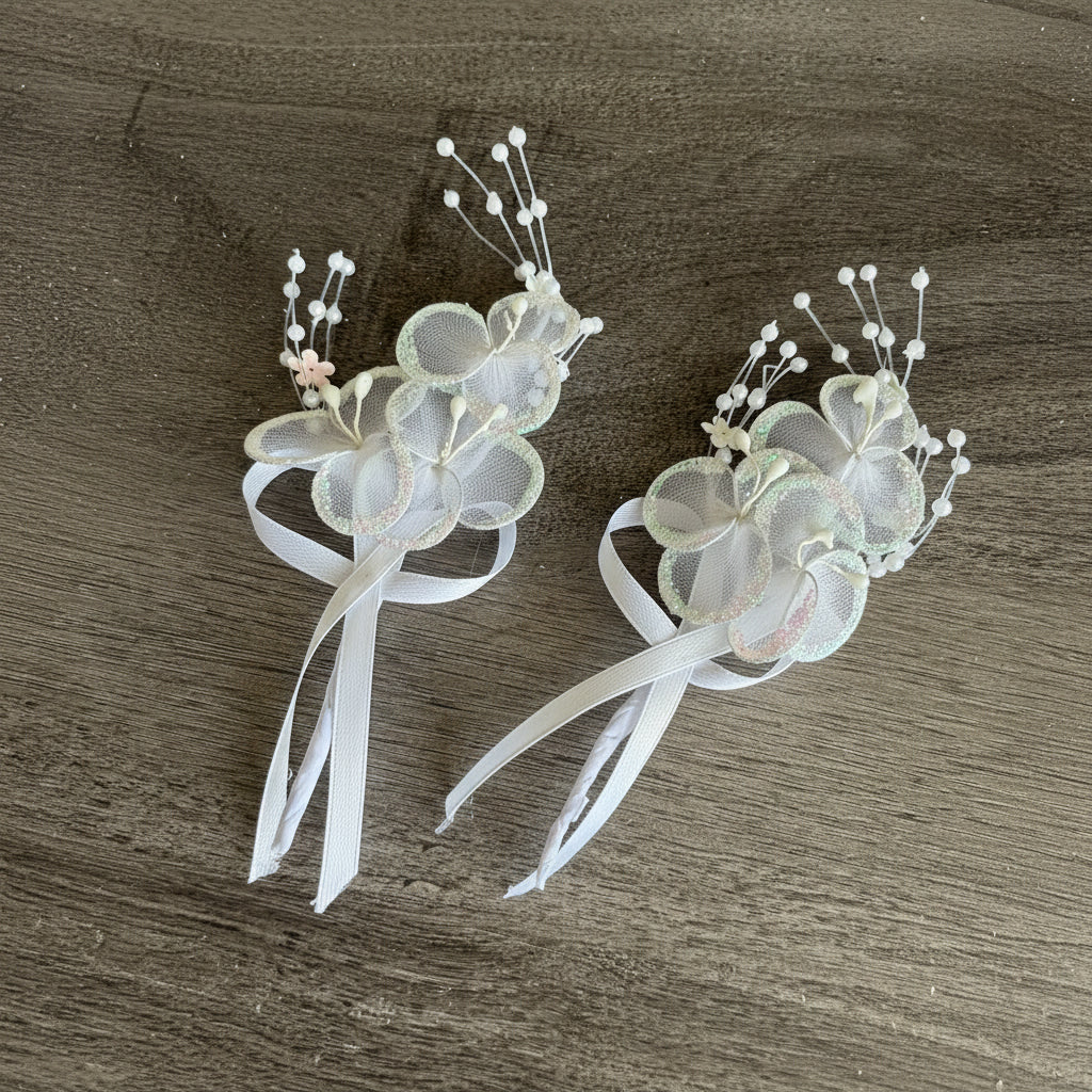 Front view of Groom Boutonniere Set on lapel — GownLink CF46