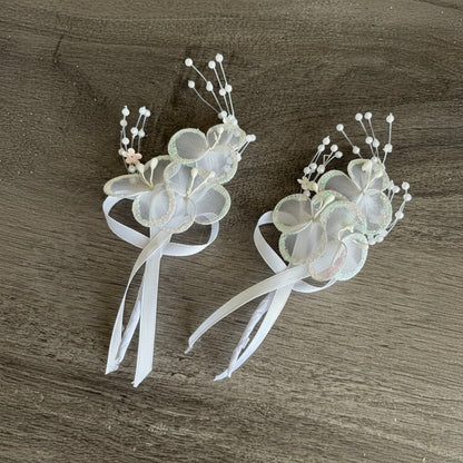 Front view of Groom Boutonniere Set on lapel — GownLink CF46