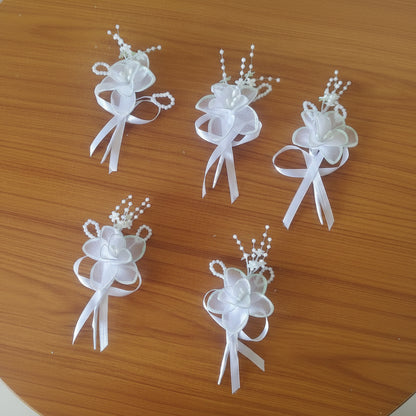 Side view of Groom Boutonniere Set showing pin attachment — GownLink CF1