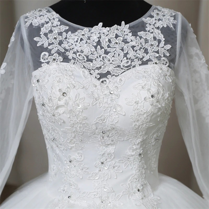 Side profile view of White Ball Gown showing silhouette — GownLink GLHSD189CB