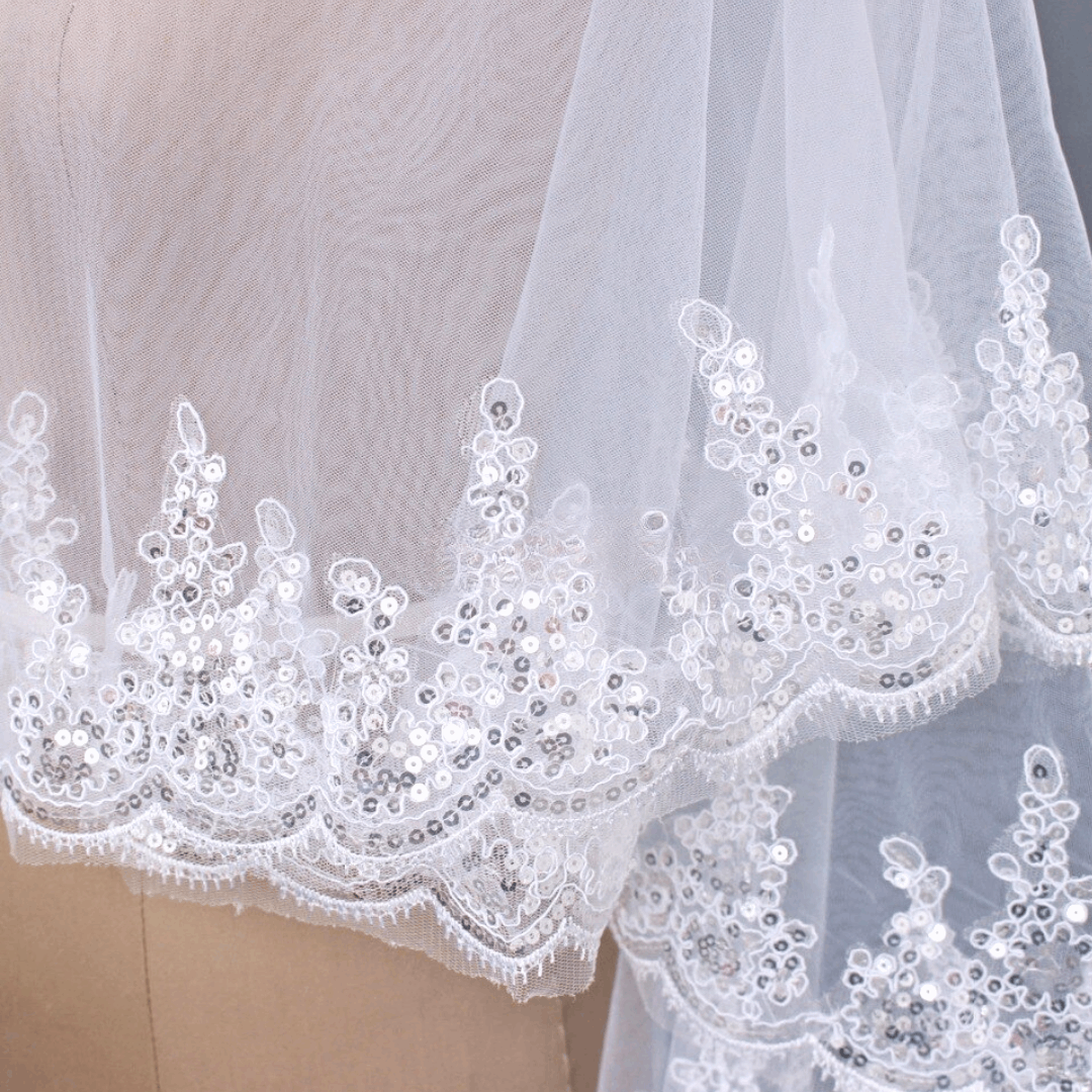 Long lace wedding veil for Catholic and Christian brides