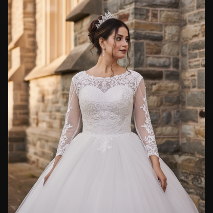 Luxury princess wedding dress by GownLink with intricate lace detailing and a full tulle skirt