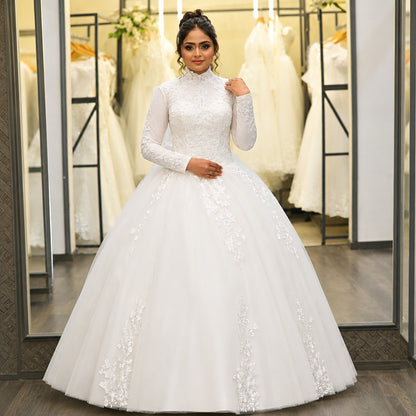 Close-up of lace and fabric detail on White Princess — GownLink GLHL2311