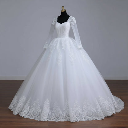 Back view of White Ball Gown showing train and closure detail — GownLink GLGB141
