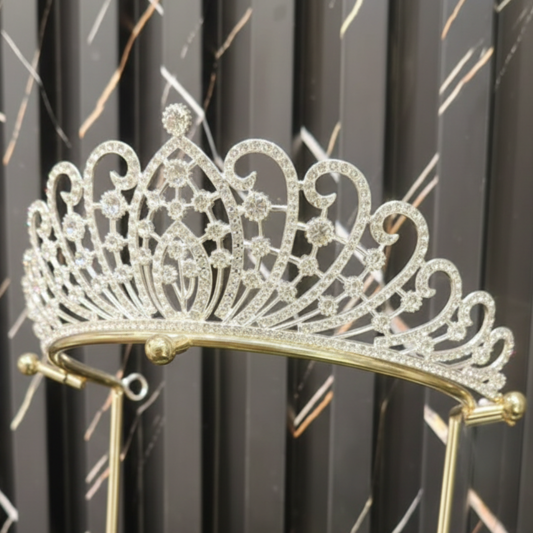 Back view of Pearl Bridal Crown showing full design — GownLink GOWNLINK