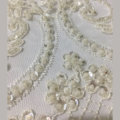 Detail of lace or mesh fabric on Pearl Bridal Gloves — GownLink G2