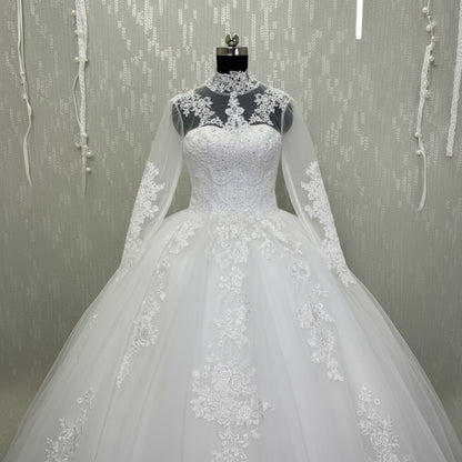 Back closure and button detail on White Princess — GownLink GLHL2311