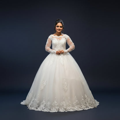 Side profile view of White Ball Gown showing silhouette — GownLink GLGB150