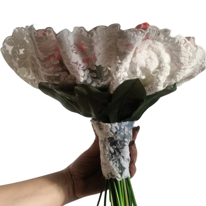 Side view of White Bridal Bouquet showing shape and size — GownLink B132