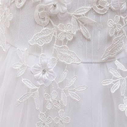 Detail of neckline and bodice on White Bridal Gown Satin — GownLink COMMUNION