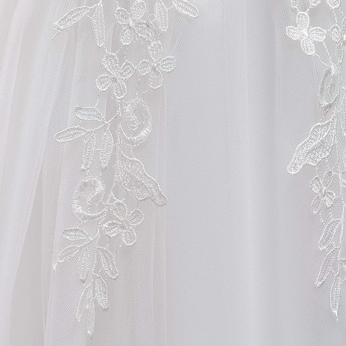Full-length view of White Bridal Gown Satin with train spread on floor — GownLink COMMUNION