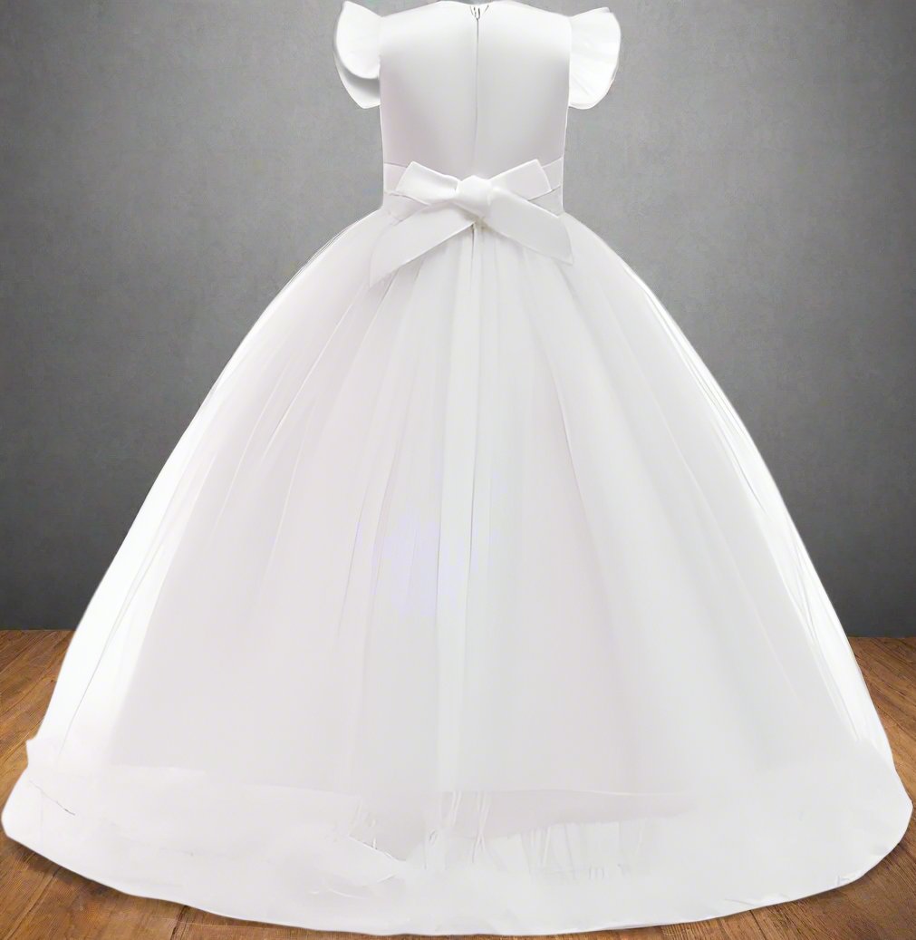 Church setting view of White Bridal Gown Satin — GownLink COMMUNION