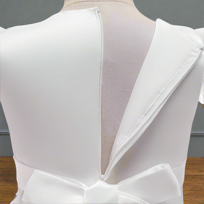Three-quarter view of White Bridal Gown Satin on model — GownLink COMMUNION