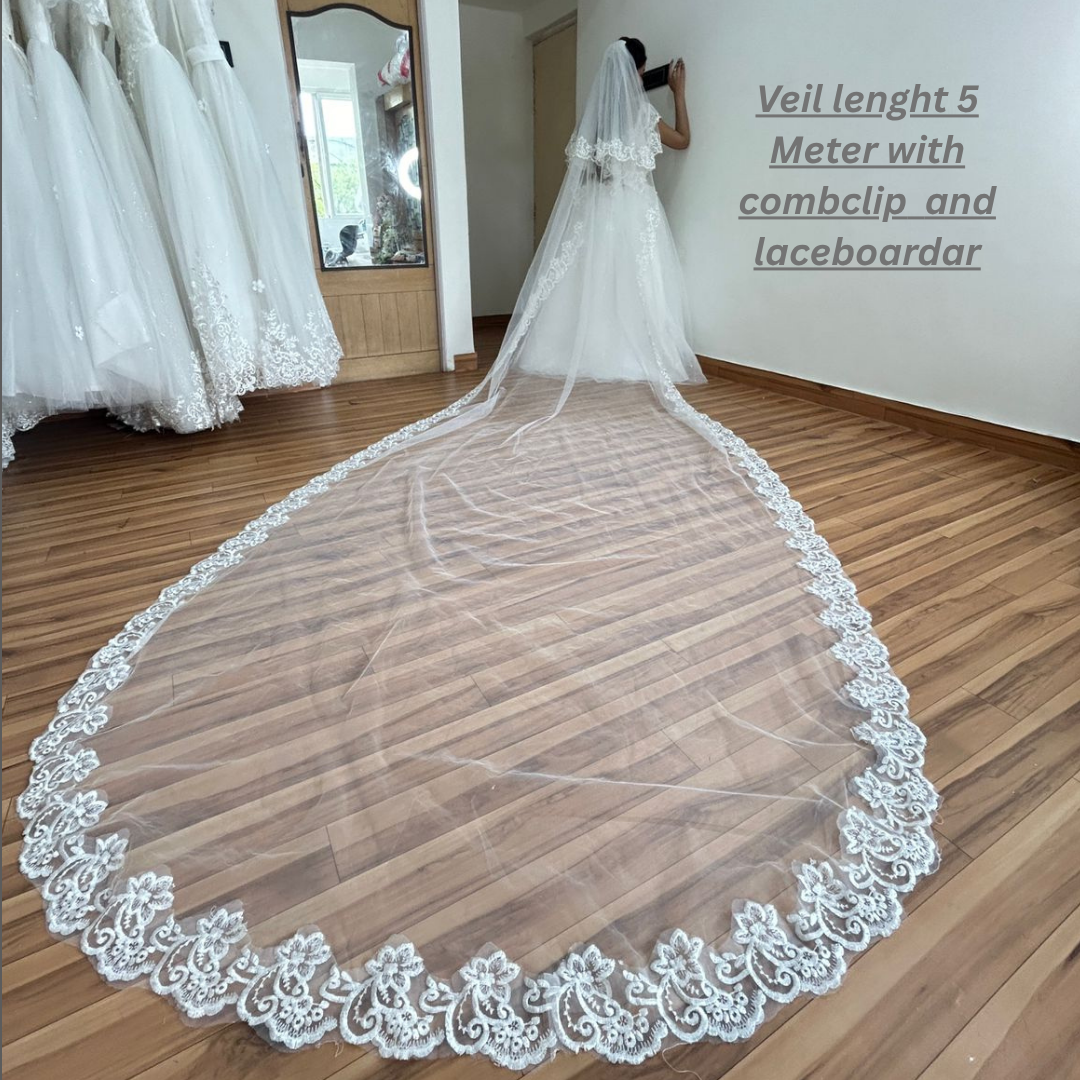 White Christian bridal veil with blusher for church wedding