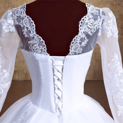 White bridal trail gown/dress with a train in Jaipur Rajasthan