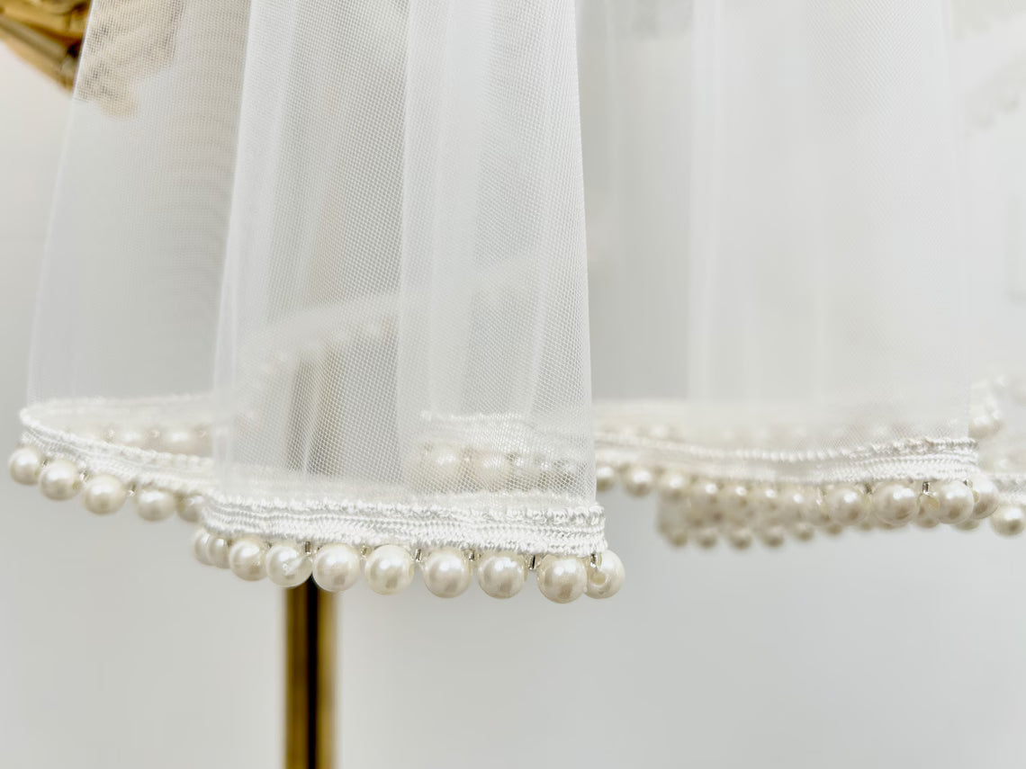 GownLink Bridal Short Veil Comb for Christian & Catholic Weddings GLVL-Pearl