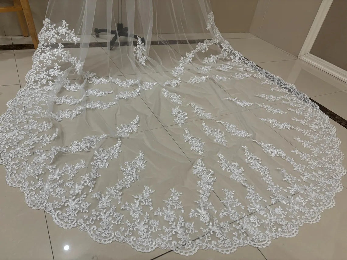 GownLink Bridal Long Veil Comb for Christian & Catholic Weddings GLVL-24