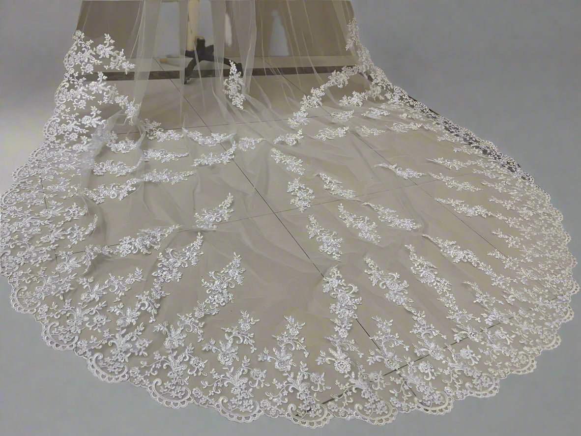 GownLink Bridal Long Veil Comb for Christian & Catholic Weddings GLVL-24