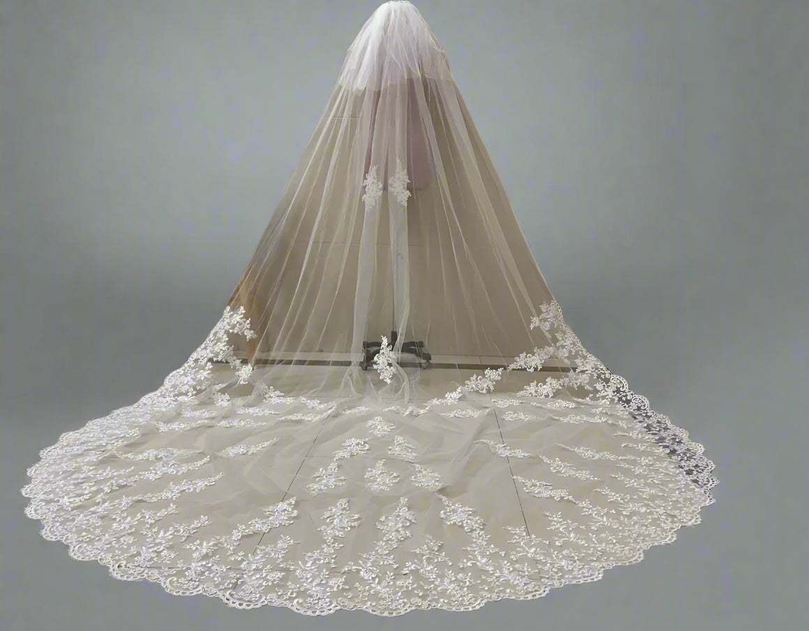 GownLink Bridal Long Veil Comb for Christian & Catholic Weddings GLVL-24