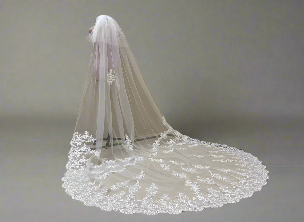 GownLink Bridal Long Veil Comb for Christian & Catholic Weddings GLVL-24