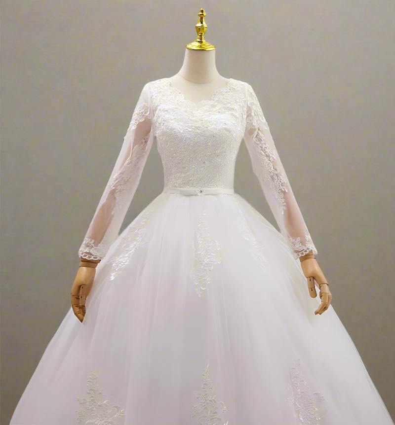 White bridal ball gown Cochin