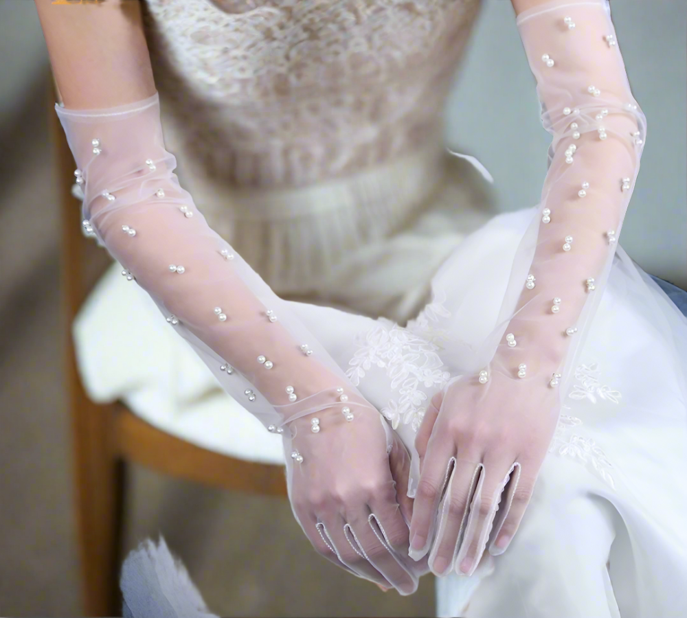 Long White gloves for bride