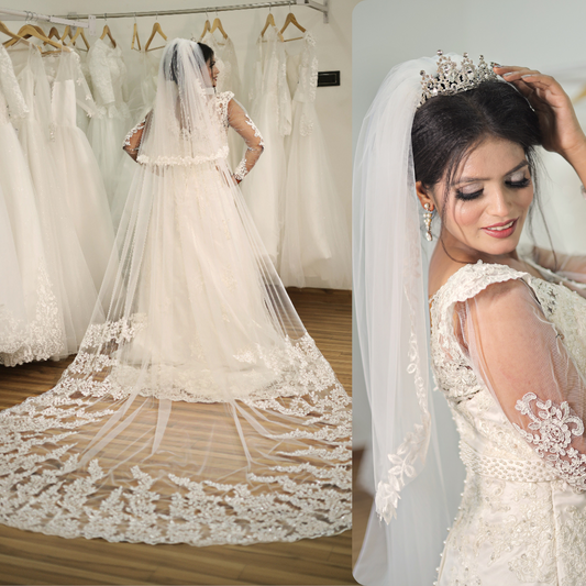 GownLink sparkle Bridal 3.5m Veil with Front-Face Layer and Comb for Christian & Catholic Weddings GLVD30S