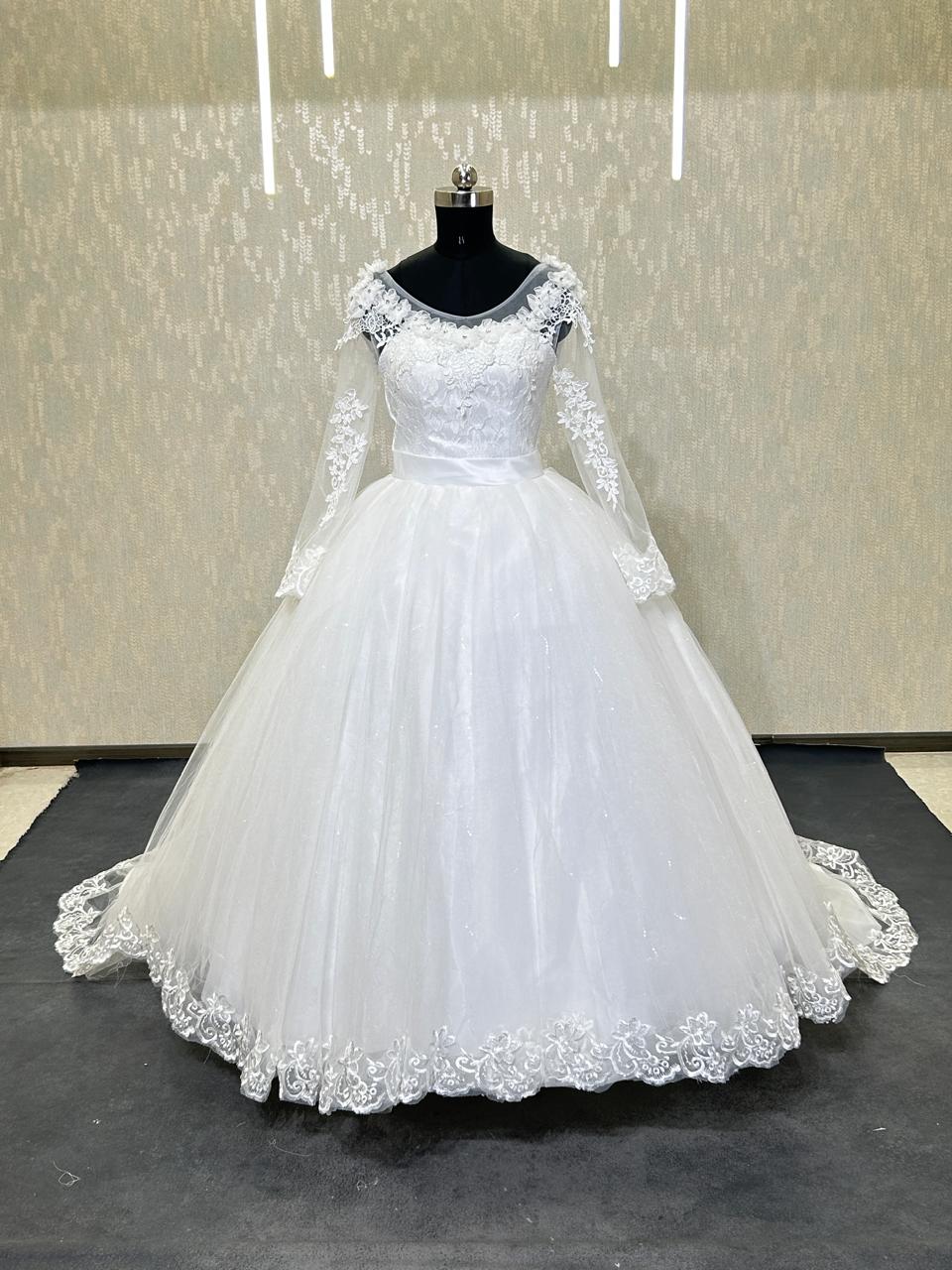 GownLink Shimmer Wedding Gown Train Dress Christian Wedding Special Gown GLYCX01T