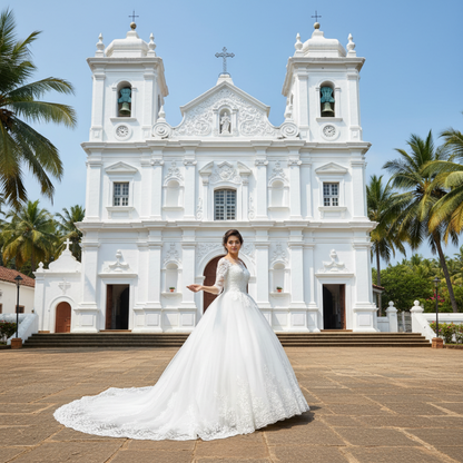 Premium white lace wedding dress by GownLink with elegant craftsmanship and floral embroidered details