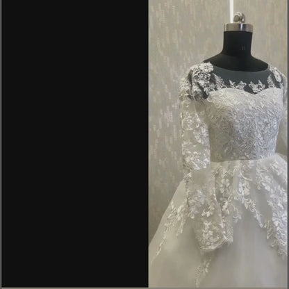 GownLink Elegant White Christian Catholic Wedding Dress Luxury Bridal Gown for Church Ceremony GLTD50T