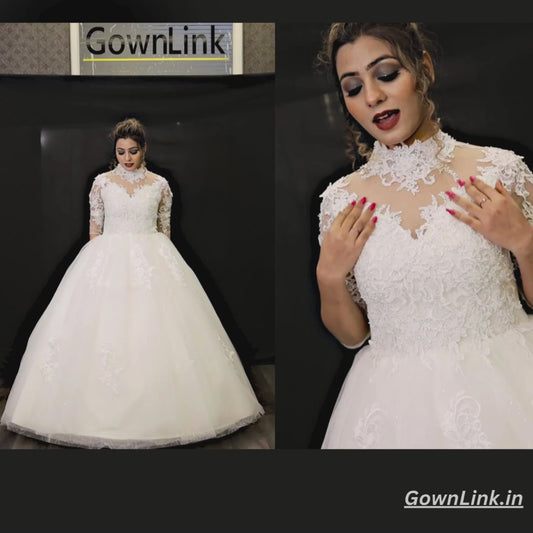White traditional Catholic wedding Bridal gown in Telangana