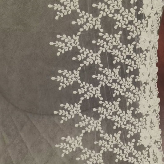 GownLink White Fabric Leaf Border Beautiful Baby Dress