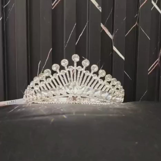 GownLink Silver Crystal Tiara Crown Headband Princess Elegant Crown C-50