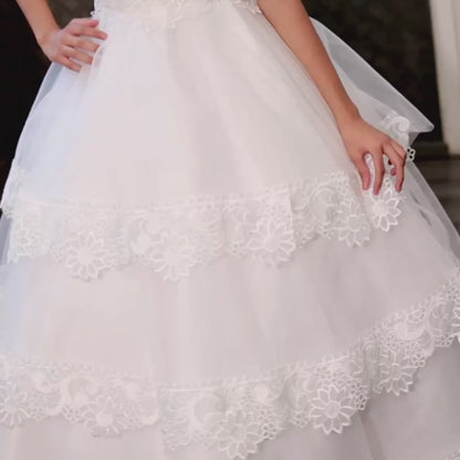 GownLink First Holy Communion Bow Dress for Girls