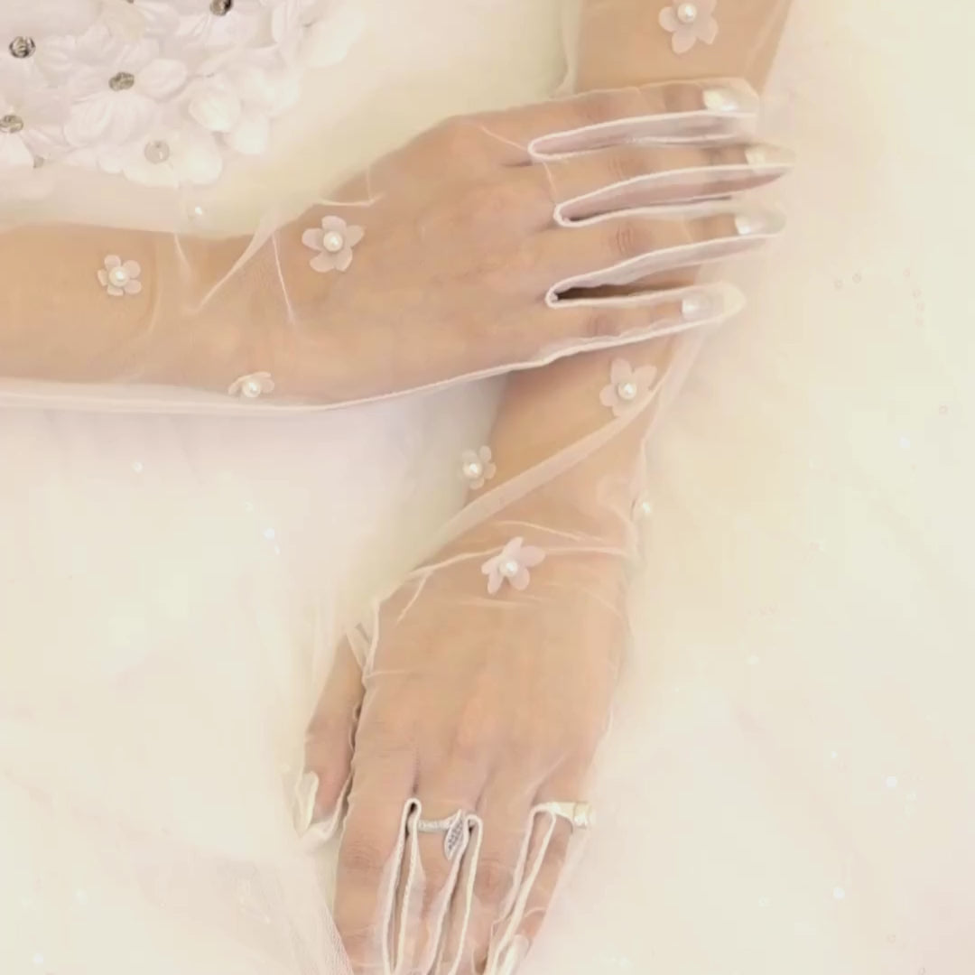 White Vibrant Christain Wedding Gloves in Nagaland