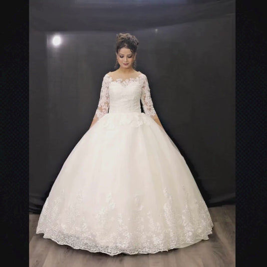 GownLink Designer Christian Wedding Gown for Catholic Bride White Bridal Gown with Elegant Finish GLD30B