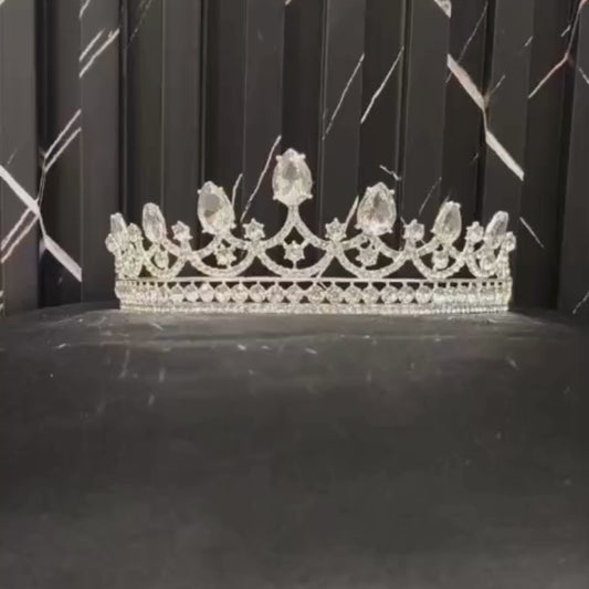 GownLink Silver Crystal Tiara Crown Headband Princess Elegant Crown GLAC012