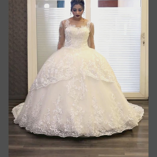 White Church Wedding Bridal Train Gown in Tamil Naidu