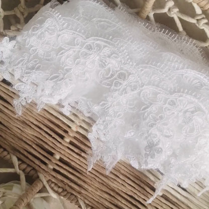 GownLink White Graceful Lace Border Wedding Gown-V-1800