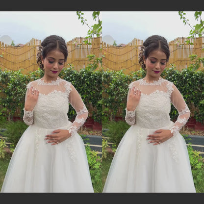 GownLink White Bridal A Line Gown for Church Wedding Bride GLCPS733