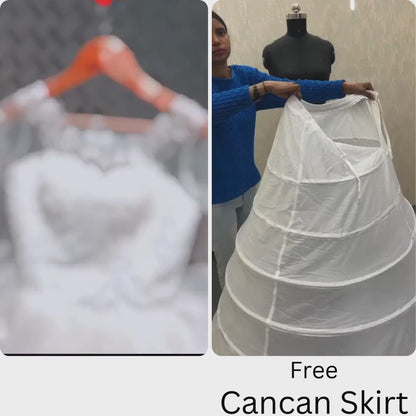 GownLink Luxury Bridal Train Gown for Women White Christian Church Wedding Dress GLGF042T