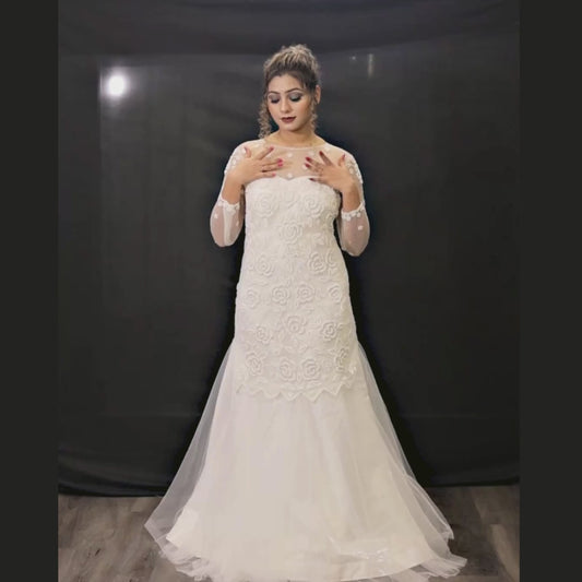 GownLink Christian and Catholic Weddings A Line Gown with Sleeves GLHMA-Line