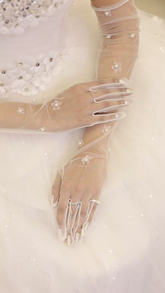 GownLink's Radiant Bridal Gloves for Christian & Catholic Wedding G100