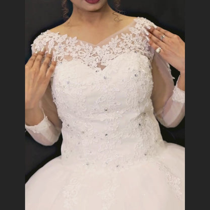 White Modest Christain Wedding Gown in Goa