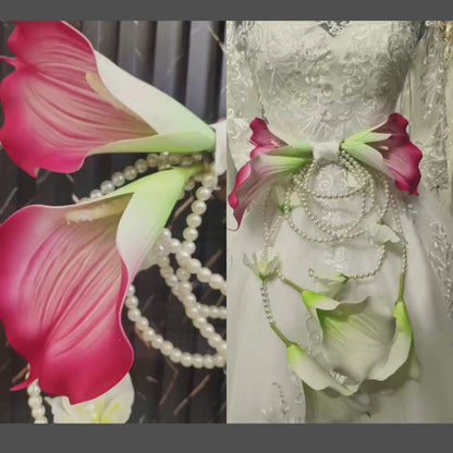 GownLink's Majestic Harmony Elegant Bridal Bouquet with green and white Flowers B-butterfly