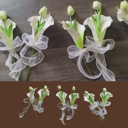 GownLink White and green color Bridesmaid Bouquet Set of Two
