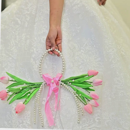 GownLink Pink color Bridal Bouquet